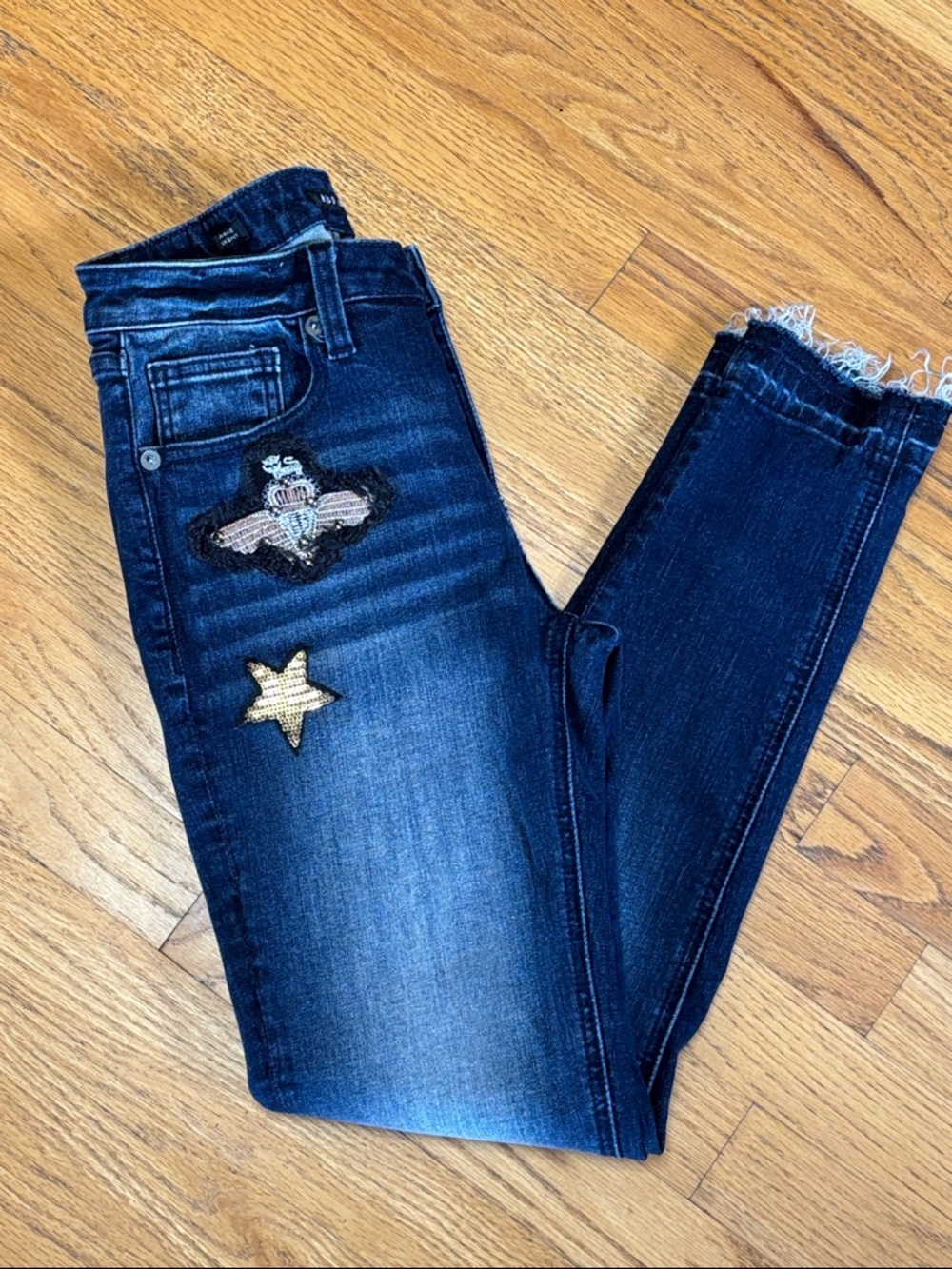 -Miss Me Skinny Ankle 9" High Rise Dark Wash Patchwork Star Love Y2K Jean W/26 - Picture 7 of 15